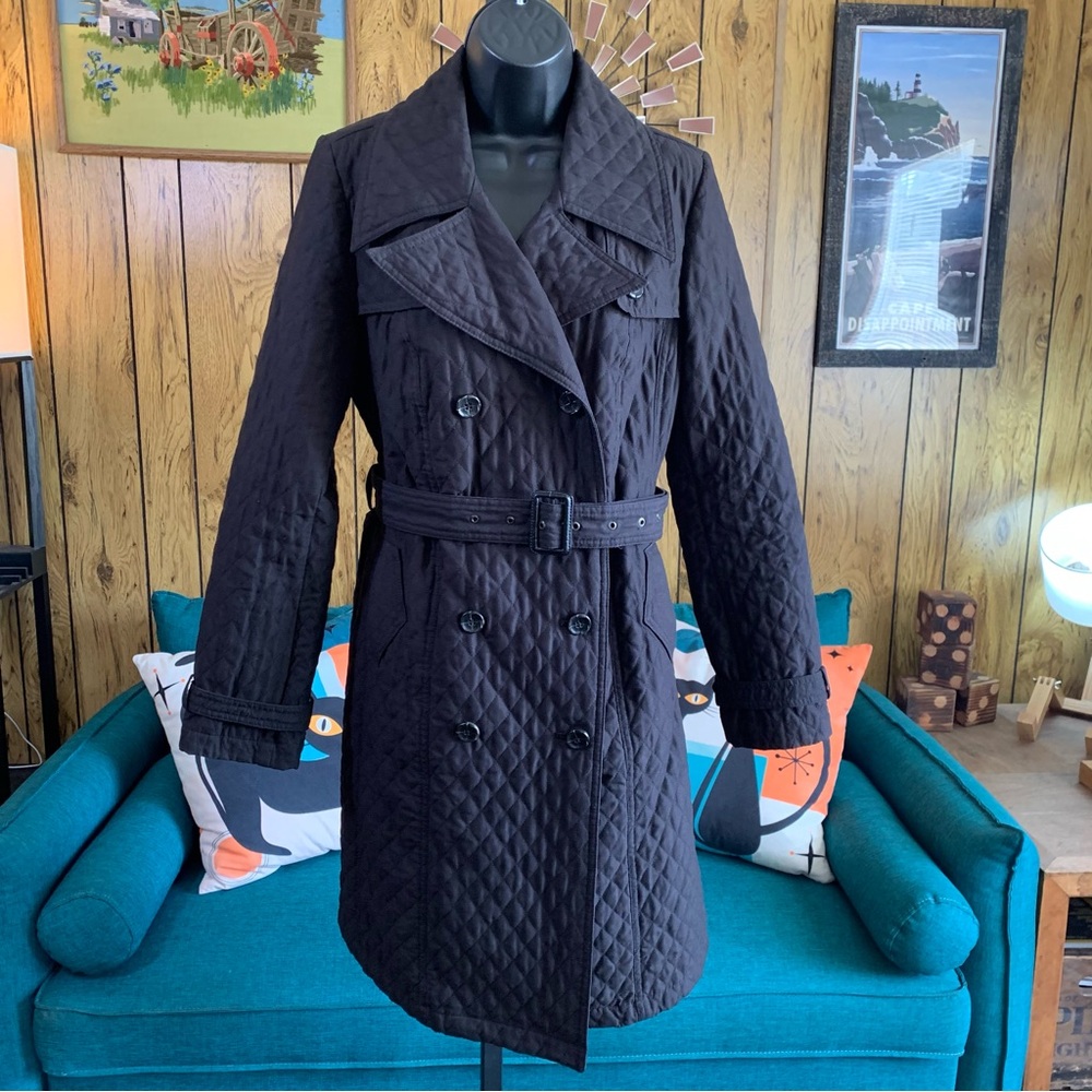 Merona Quilted Black Trench Coat